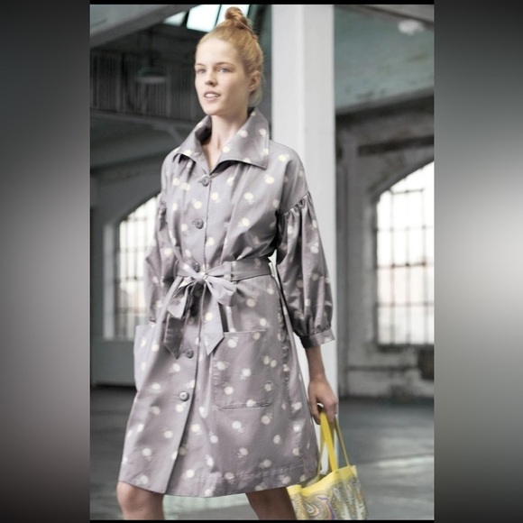 Anthropologie Jackets & Blazers - Anthropologie | Elevenses Novelty Print Floral Wrap Trench Coat Size 4 Purple